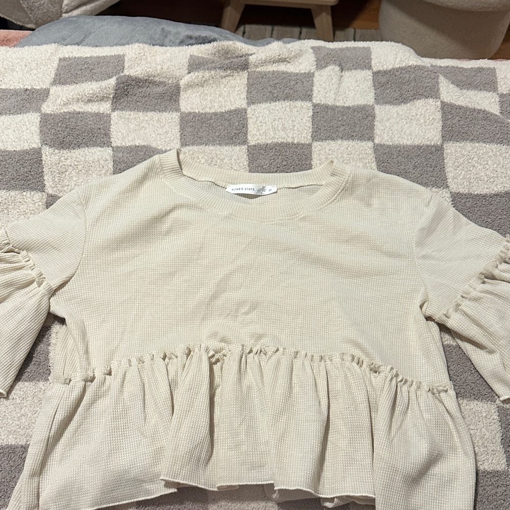 Cream Ruffle Top